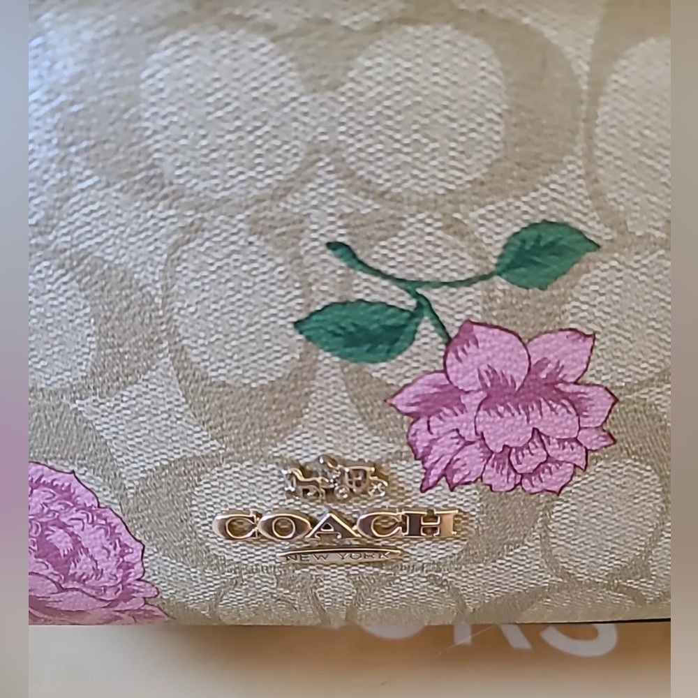 Coach Floral Signature Canvas Backpack in Pink and Tan - Picture 4 of 14